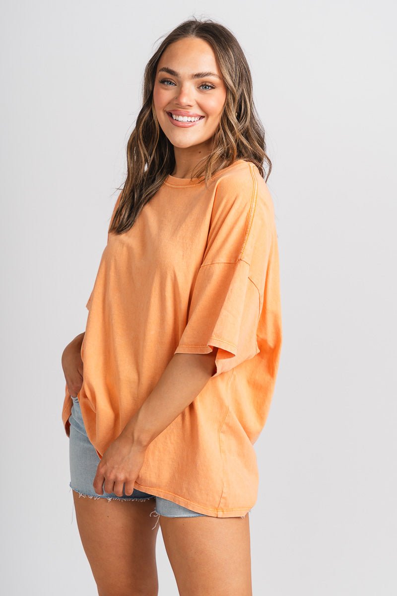 Oversized t-shirt orange - Trendy T-shirts - Cute Loungewear Collection at Lush Fashion Lounge Boutique in Oklahoma City