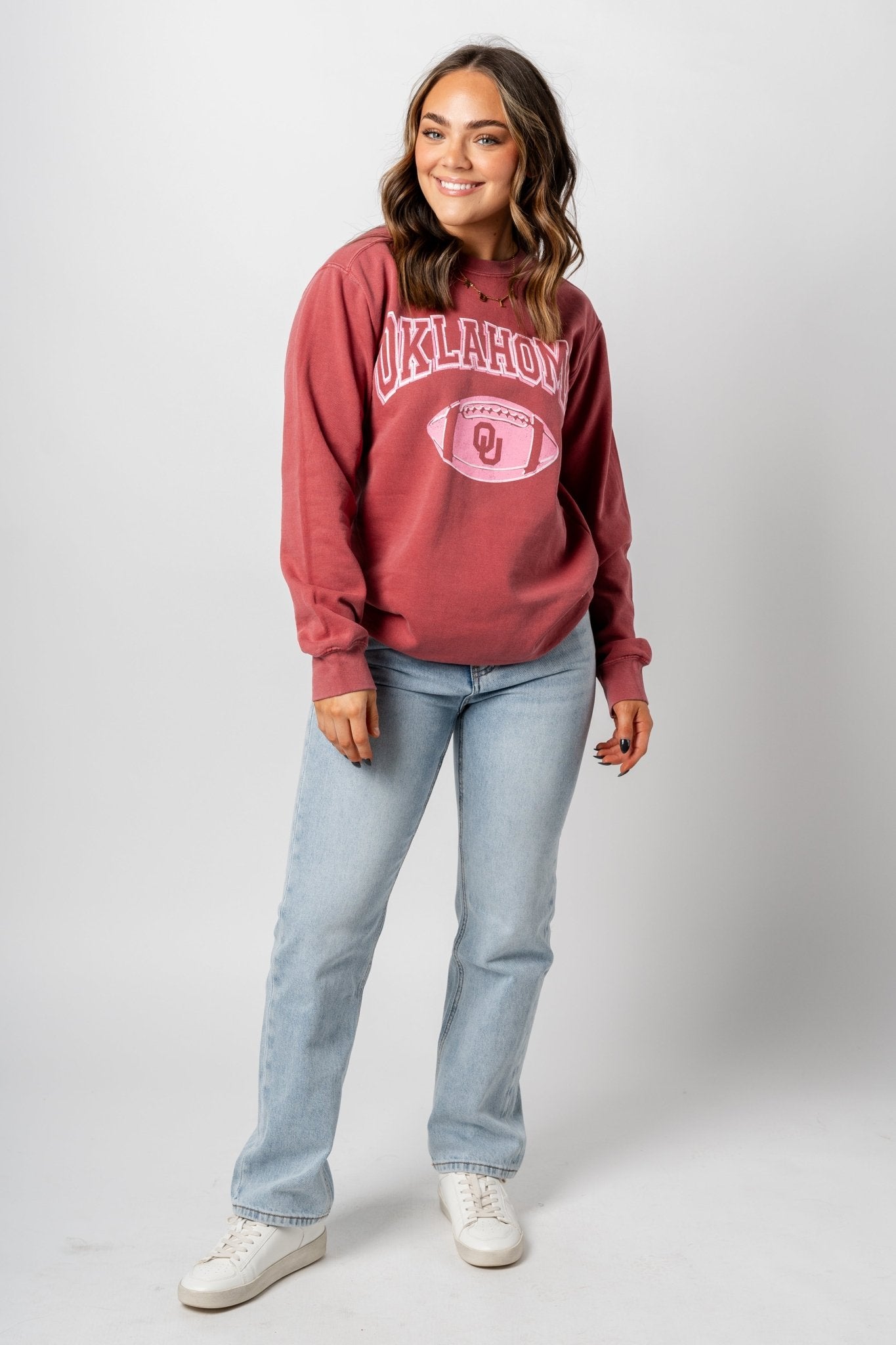 OU OU Wonka football comfort color sweatshirt crimson t-shirt | Lush Fashion Lounge Trendy Oklahoma University Sooners Apparel & Cute Gameday T-Shirts