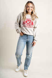 OU OU Queen we will rock you sweatshirt sand Sweatshirt | Lush Fashion Lounge Trendy Oklahoma University Sooners Apparel & Cute Gameday T-Shirts