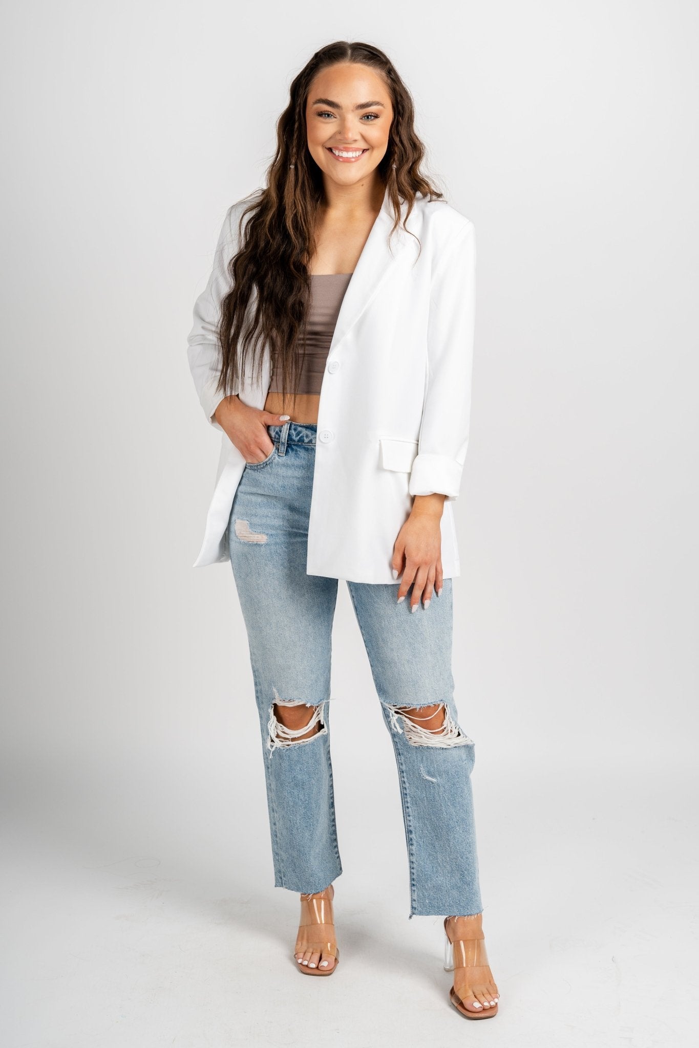 Oversized blazer off white – Fashionable Jackets | Trendy Blazers at Lush Fashion Lounge Boutique in Oklahoma City