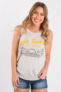 Lake Texoma unisex tank top oatmeal - DayDreamer Rock T-Shirts at Lush Fashion Lounge Trendy Boutique in Oklahoma City