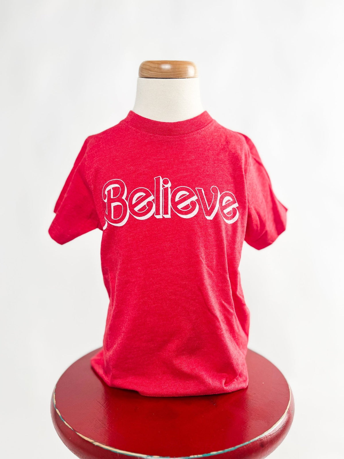 Kids Believe Barbie t-shirt red - Trendy Holiday Apparel at Lush Fashion Lounge Boutique in Oklahoma City