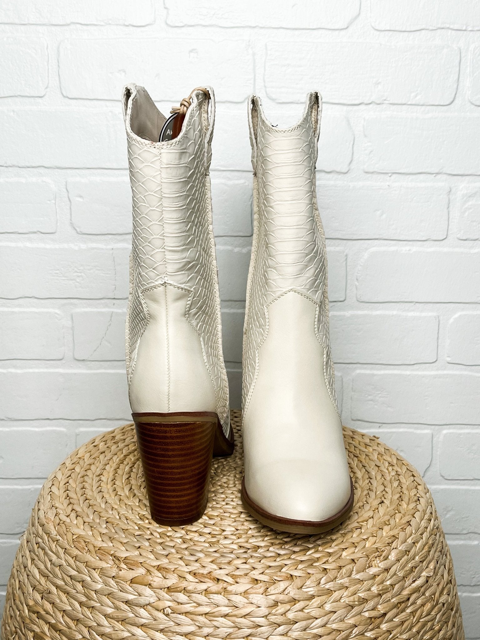 Raylyn cowboy boots ivory python Stylish boots - Womens Fashion Shoes at Lush Fashion Lounge Boutique in Oklahoma City