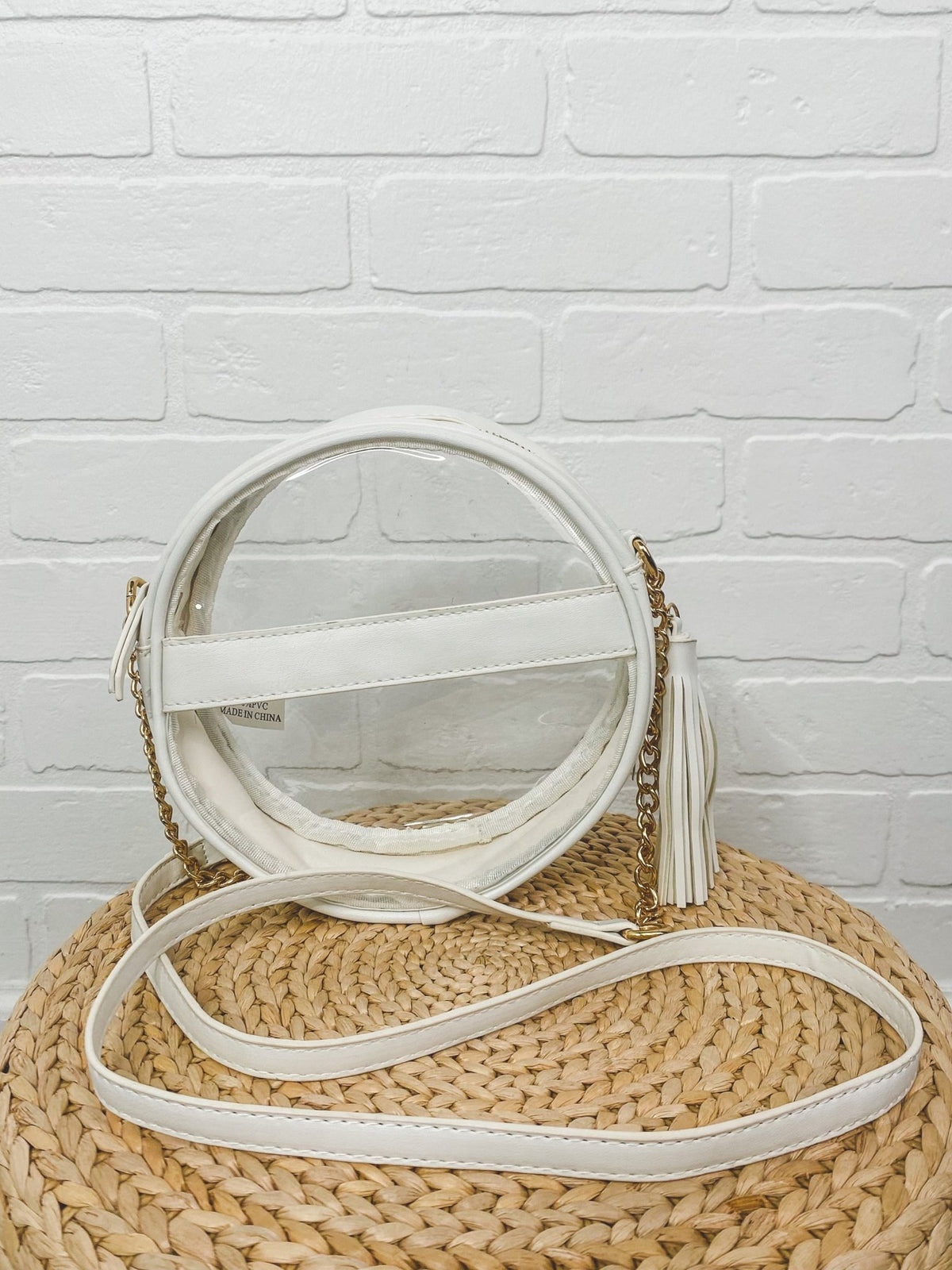 Round clear bag white - Trendy Bags at Lush Fashion Lounge Boutique in Oklahoma City