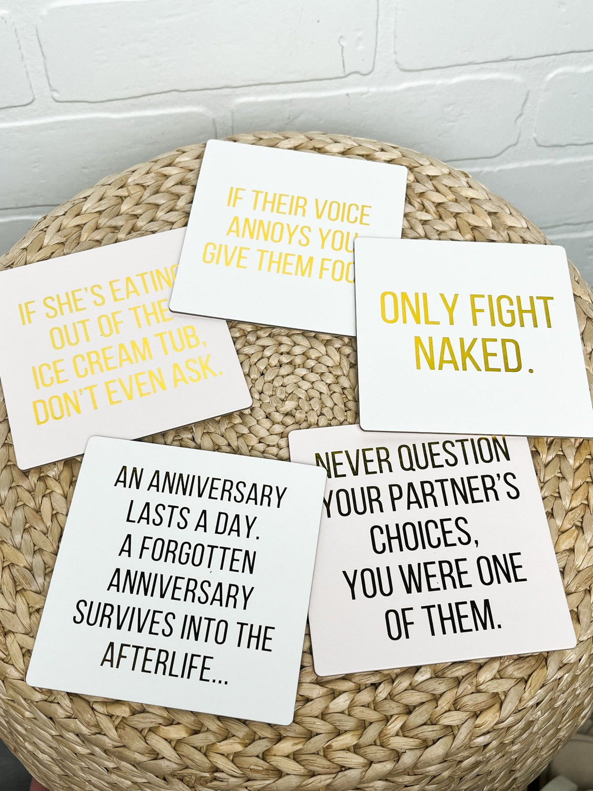 Marriage advice humor coasters set of 10 - Trendy Gifts at Lush Fashion Lounge Boutique in Oklahoma City