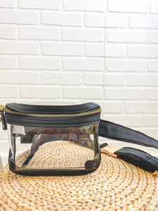 Clear belt stadium bag black - Trendy Bags at Lush Fashion Lounge Boutique in Oklahoma City