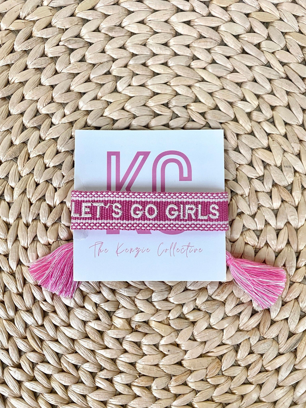Lets go girls tassel bracelet pink - Stylish Bracelets - Affordable Jewelry and Belts at Lush Fashion Lounge Boutique in Oklahoma City