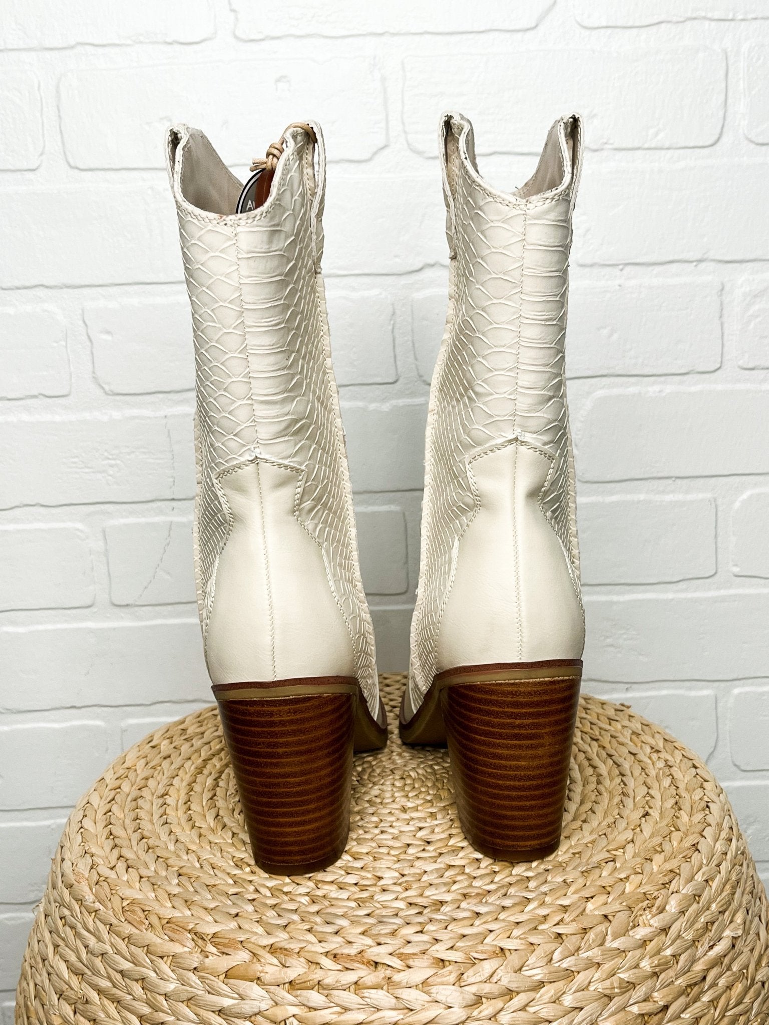Raylyn cowboy boots ivory python - Affordable boots - Boutique Shoes at Lush Fashion Lounge Boutique in Oklahoma City