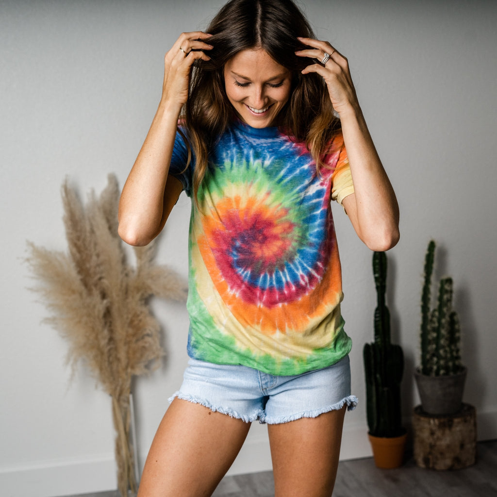 Tie dye t-shirt from Lush Fashion Lounge women's boutique in Oklahoma City