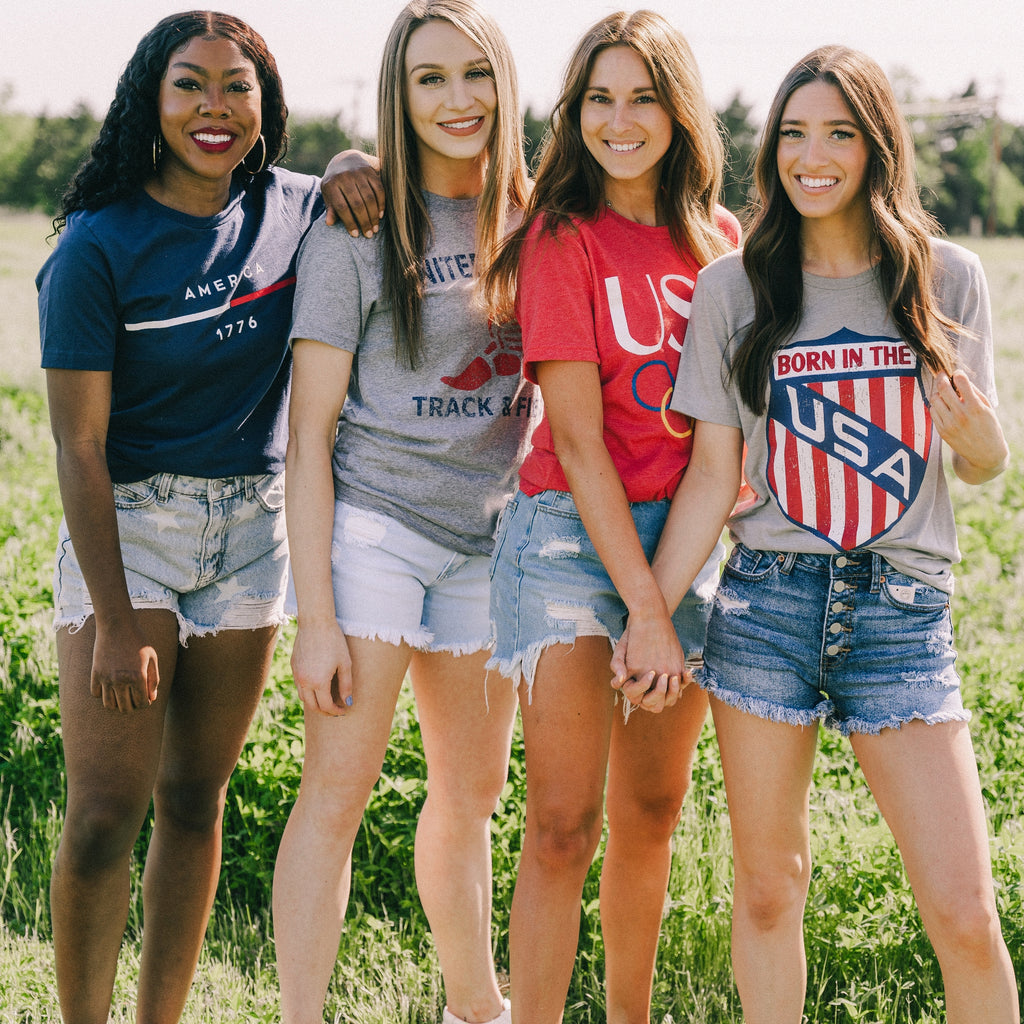 4th of July t-shirts from Lush Fashion Lounge women's boutique in Oklahoma City 