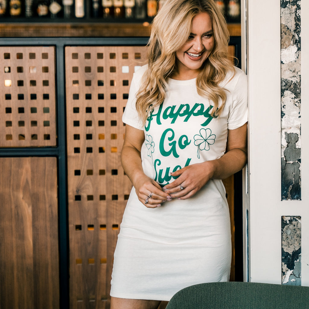 Happy go lucky t-shirt dress from Lush Fashion Lounge women's boutique in Oklahoma City 