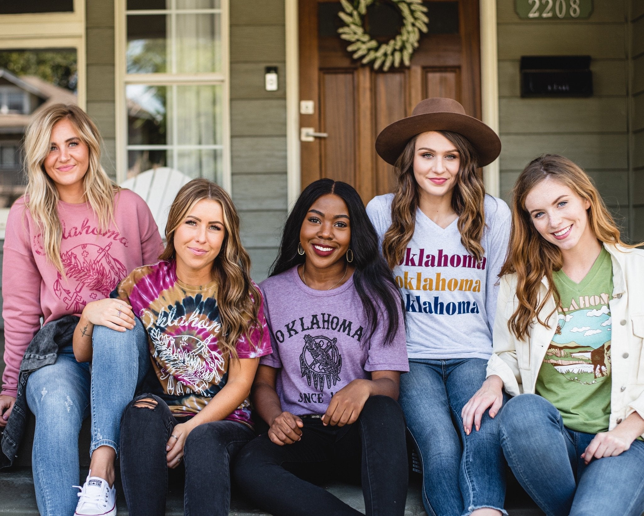 Local | Lush Fashion Lounge OKC boutique: local clothing for women, Oklahoma local apparel, local Okie clothes, Okie shirt shop, Okie sweatshirts, Oklahoma local hoodies, Okie apparel, Okie t shirt, Okie shirt. Models wearing several Okie t-shirts