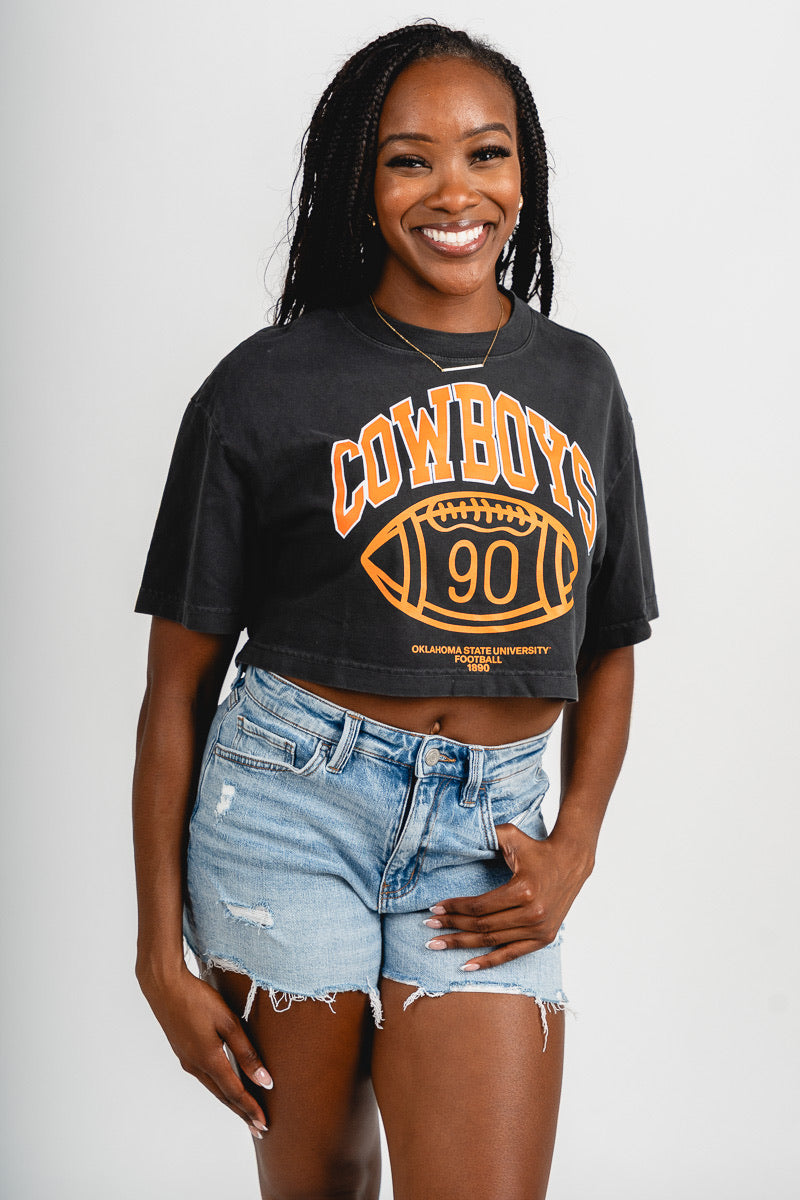 OSU OSU Cowboys campus classic crop t-shirt smoke T-shirt | Lush Fashion Lounge Trendy Oklahoma State Cowboys Apparel & Cute Gameday T-Shirts