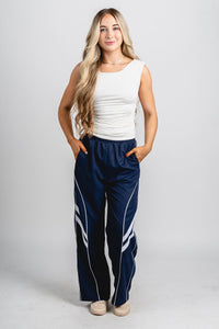 Wide leg track pants navy - Trendy Oklahoma City Basketball T-Shirts Lush Fashion Lounge Boutique in Oklahoma City