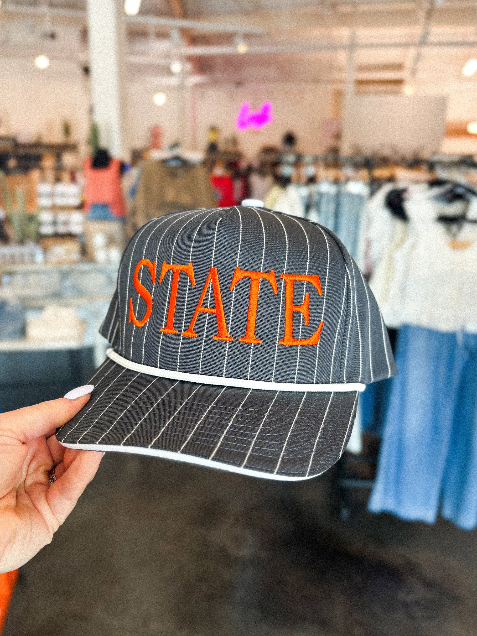 STATE pinstripe hat black