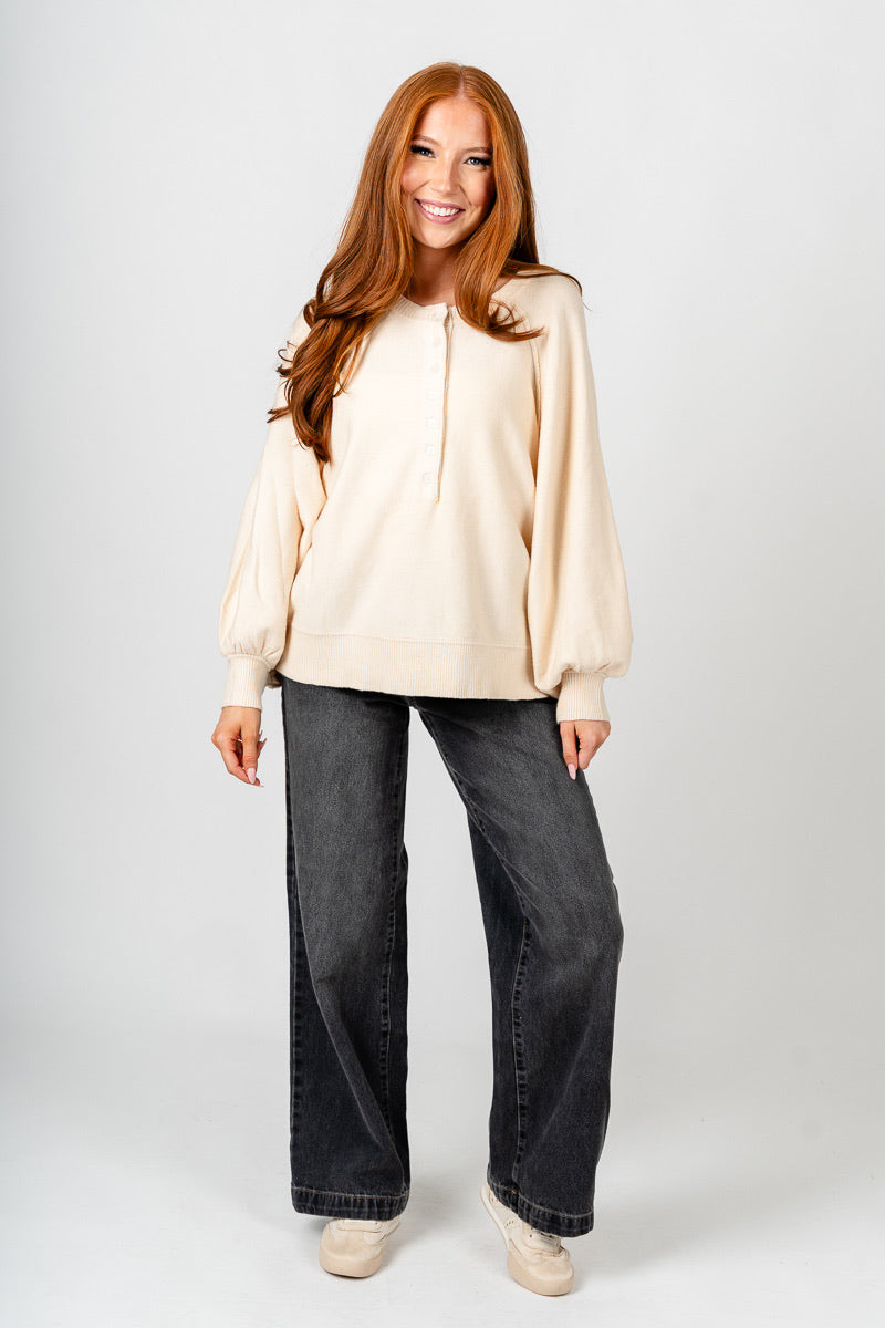Henley sweater ivory