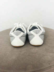 Target lace up sneaker grey/white Stylish sneakers - Womens Fashion Shoes at Lush Fashion Lounge Boutique in Oklahoma City