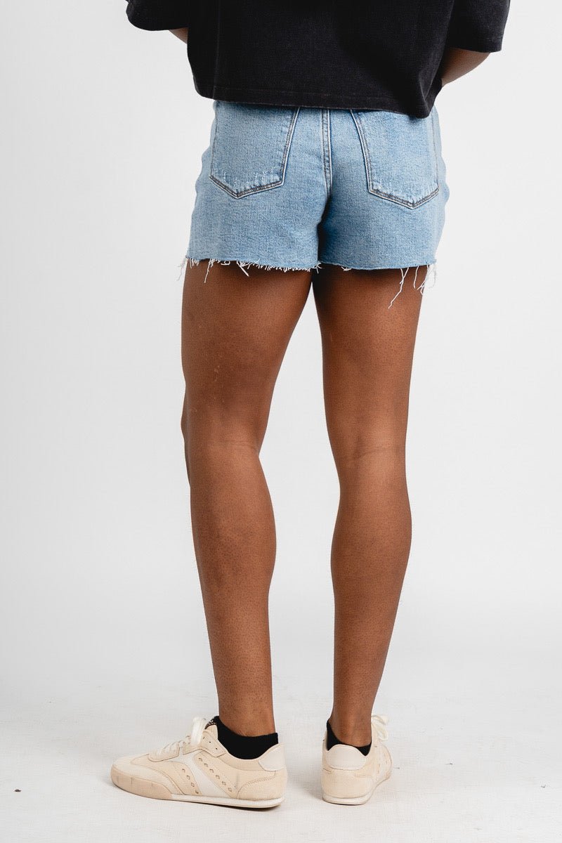 Vervet high rise distressed shorts love on top - Fun shorts - Unique Getaway Gear at Lush Fashion Lounge Boutique in Oklahoma