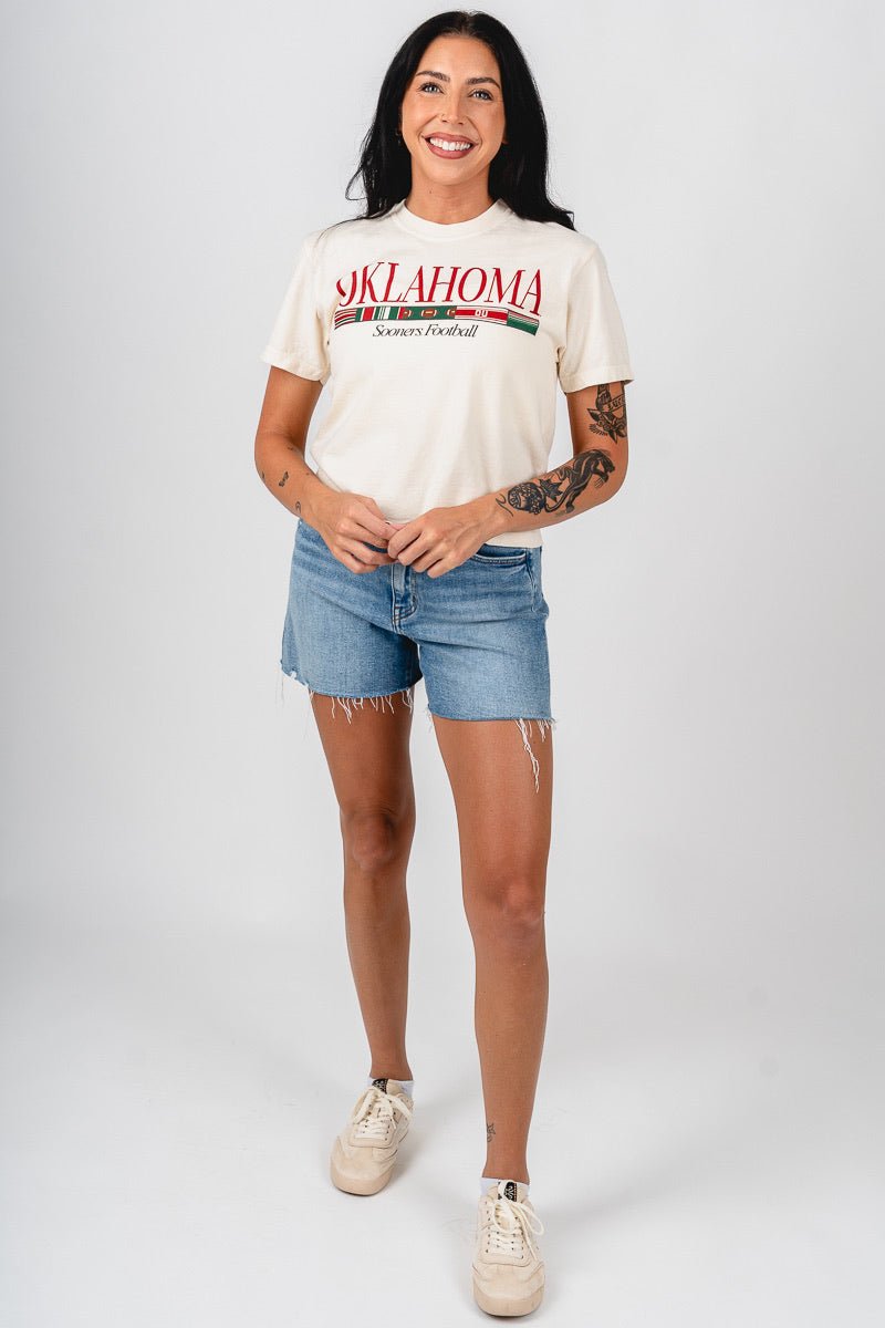 OU OU Sooners flag line crop t-shirt natural t-shirt | Lush Fashion Lounge Trendy Oklahoma University Sooners Apparel & Cute Gameday T-Shirts