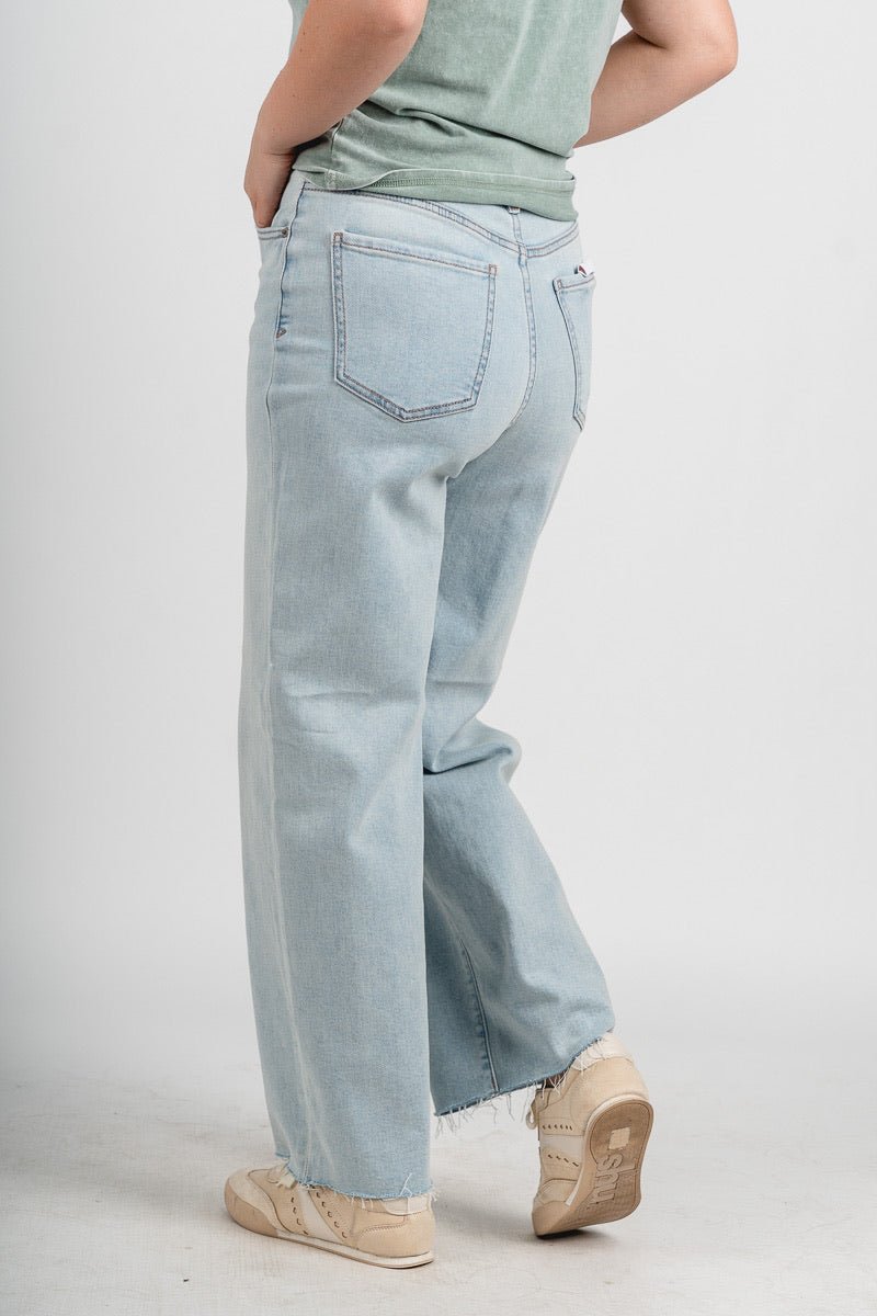Daze pleaser high rise wide ankle jeans detour | Lush Fashion Lounge: boutique women's jeans, fashion jeans for women, affordable fashion jeans, cute boutique jeans