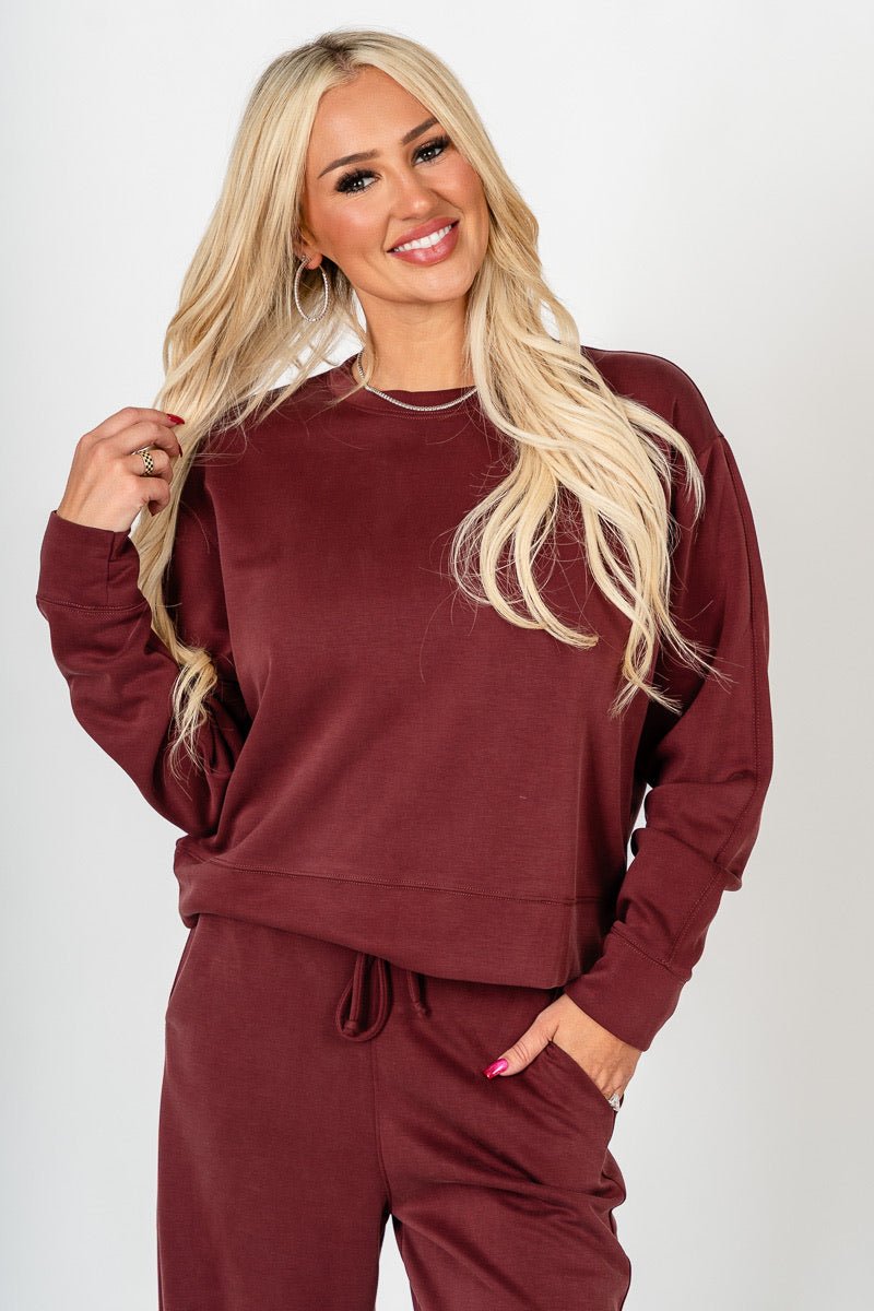 Techno thumbhole long sleeve top maroon