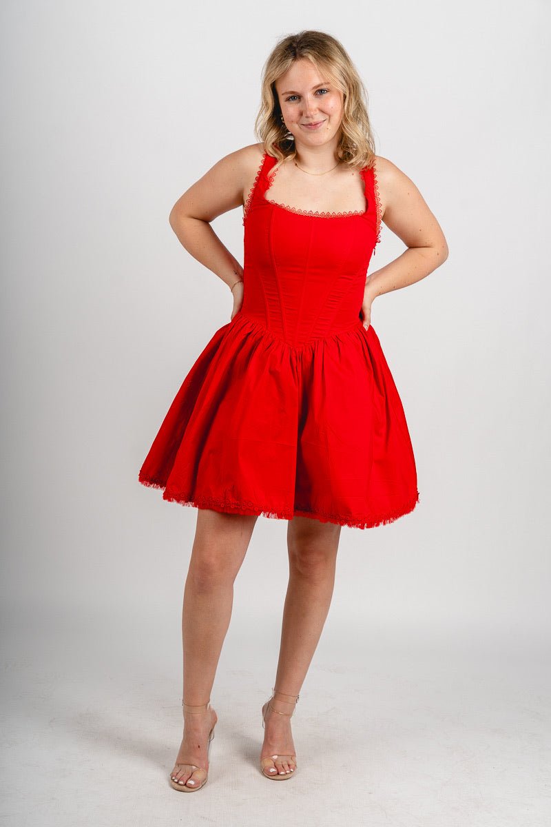 Corset flare mini dress Red Red / Large