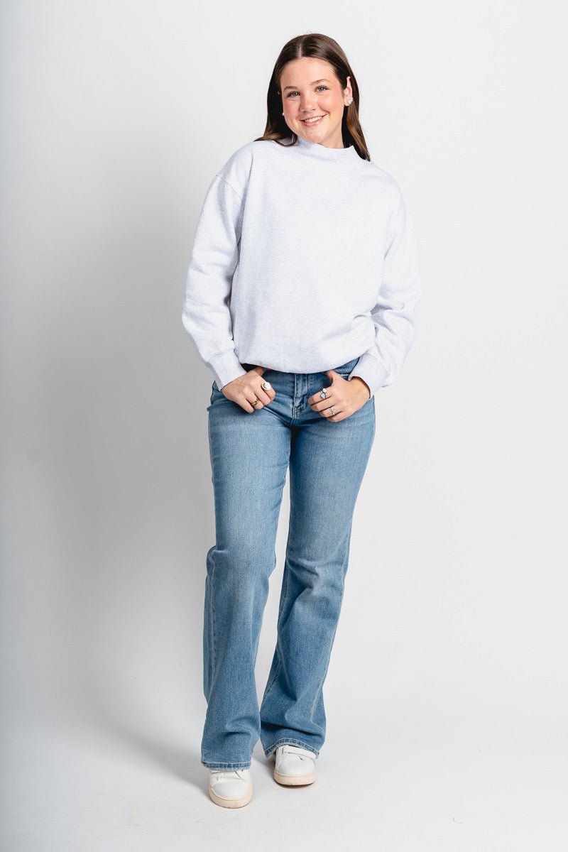 Mock neck boxy sweatshirt grey