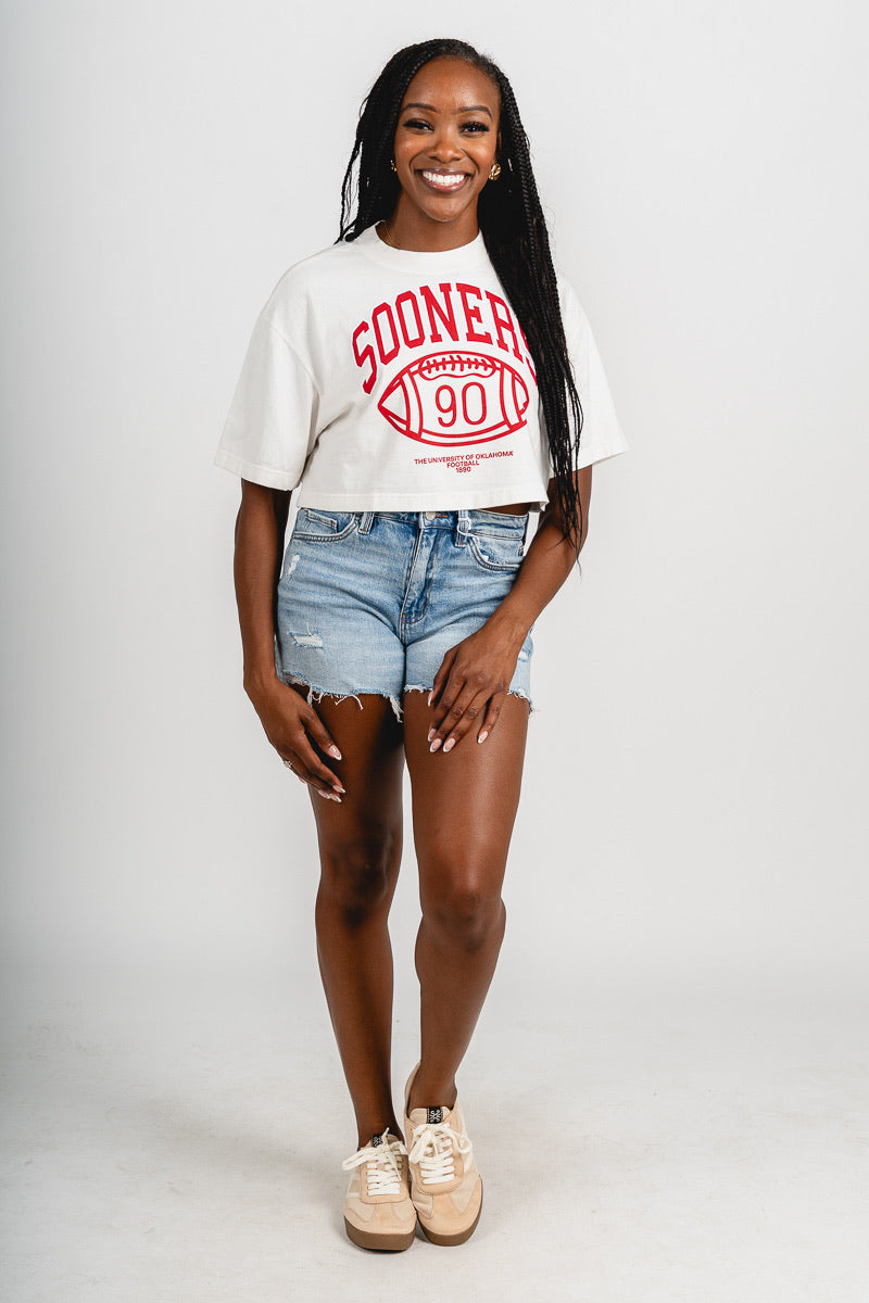 OU OU Sooners campus classic crop t-shirt off white T-shirt | Lush Fashion Lounge Trendy Oklahoma University Sooners Apparel & Cute Gameday T-Shirts