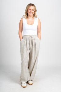Striped balloon pants ecru/light blue | Lush Fashion Lounge: women's boutique pants, boutique women's pants, affordable boutique pants, women's fashion pants