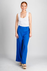 High waisted trousers electric blue - Stylish Pants - Trendy Staycation Outfits at Lush Fashion Lounge Boutique in Oklahoma City