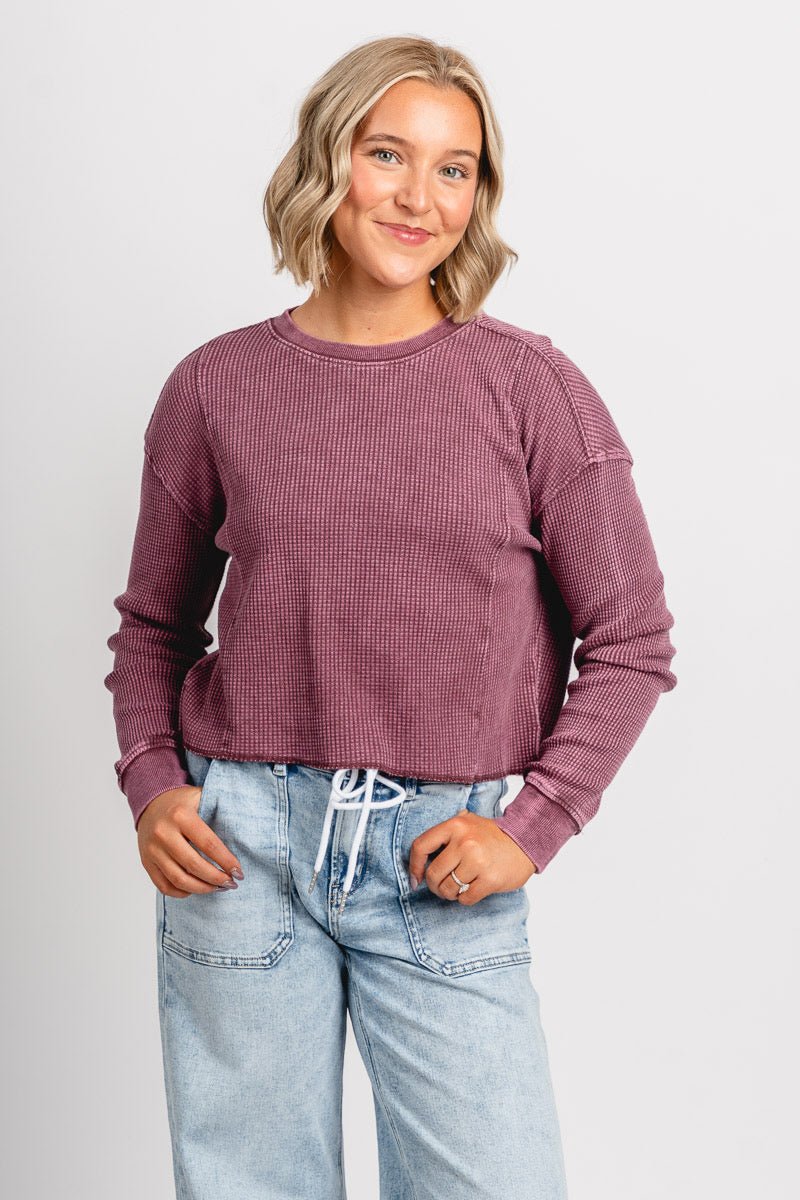 Z Supply angel mini thermal top merlot - Z Supply top - Z Supply Tops, Dresses, Tanks, Tees, Cardigans, Joggers and Loungewear at Lush Fashion Lounge
