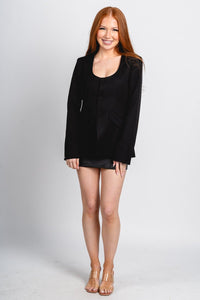 Button front slim blazer black – Unique Blazers | Cute Blazers For Women at Lush Fashion Lounge Boutique in Oklahoma City