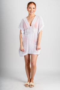 Crochet eyelet swimsuit cover up white - Fun cover up - Unique Getaway Gear at Lush Fashion Lounge Boutique in Oklahoma
