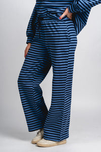Striped wide leg pants navy/light blue - Stylish pants - Trendy Lounge Sets at Lush Fashion Lounge Boutique in Oklahoma City