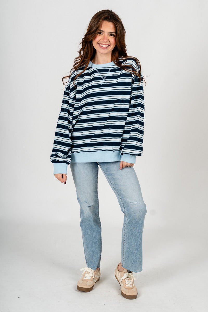 Striped oversized sweatshirt navy/light blue