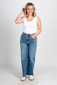 Daze pleaser high rise wide ankle jeans wide awake | Lush Fashion Lounge: boutique women's jeans, fashion jeans for women, affordable fashion jeans, cute boutique jeans