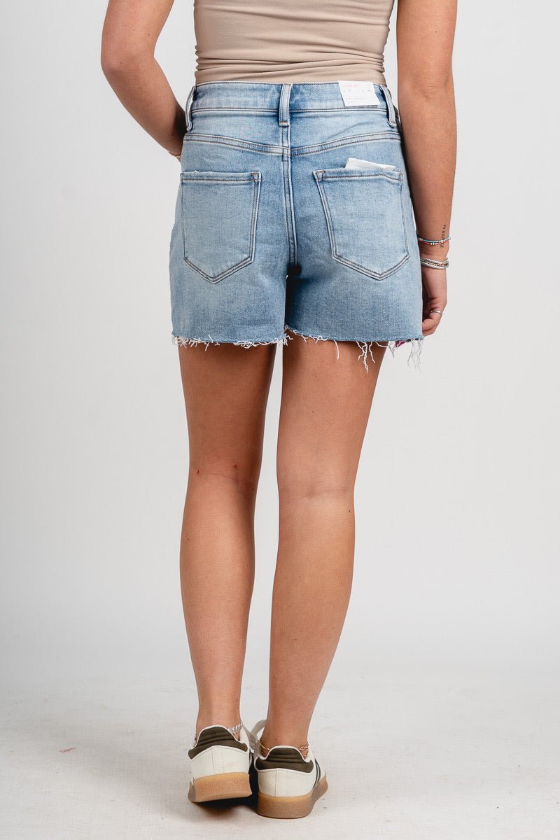 Lovervet high rise a-line distressed shorts righteous