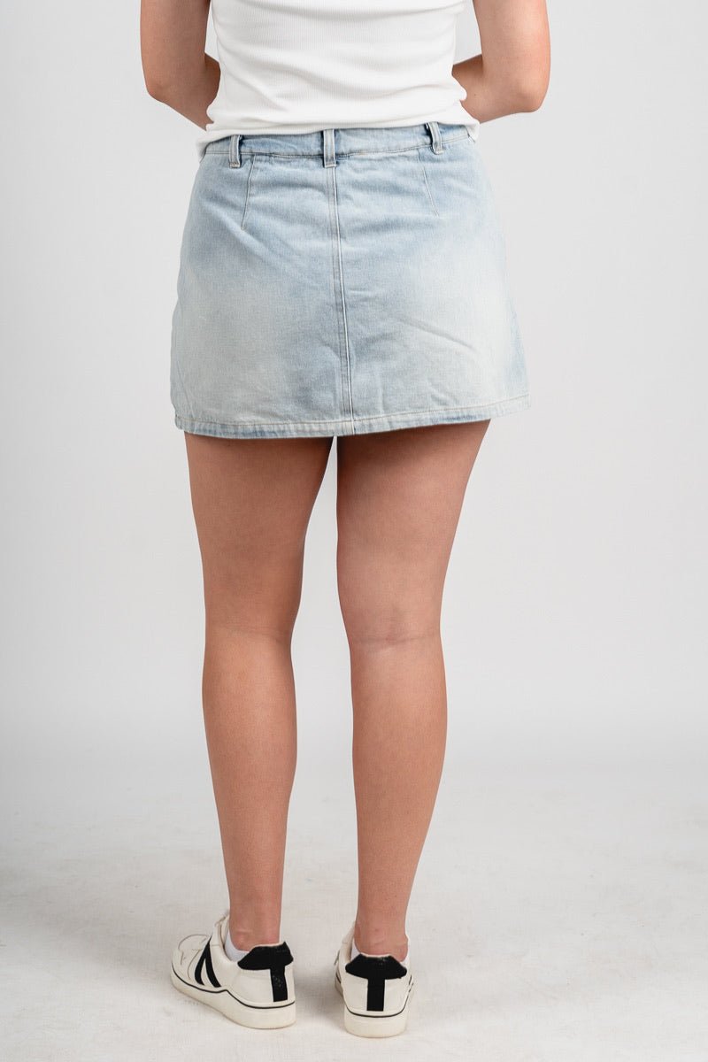 Denim mini skort light denim
