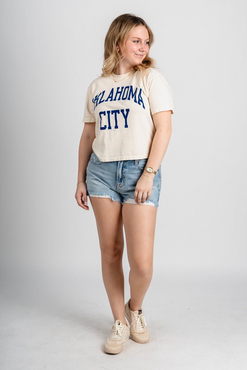 Oklahoma City simple comfort colors crop t-shirt - Trendy OKC Thunder T-Shirts at Lush Fashion Lounge Boutique in Oklahoma City
