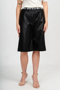 Faux leather bermuda shorts black Stylish shorts - Womens Fashion Shorts at Lush Fashion Lounge Boutique in Oklahoma City