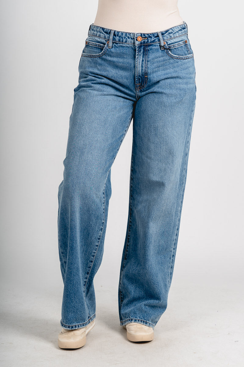 Hidden low rise slung baggy jeans medium denim