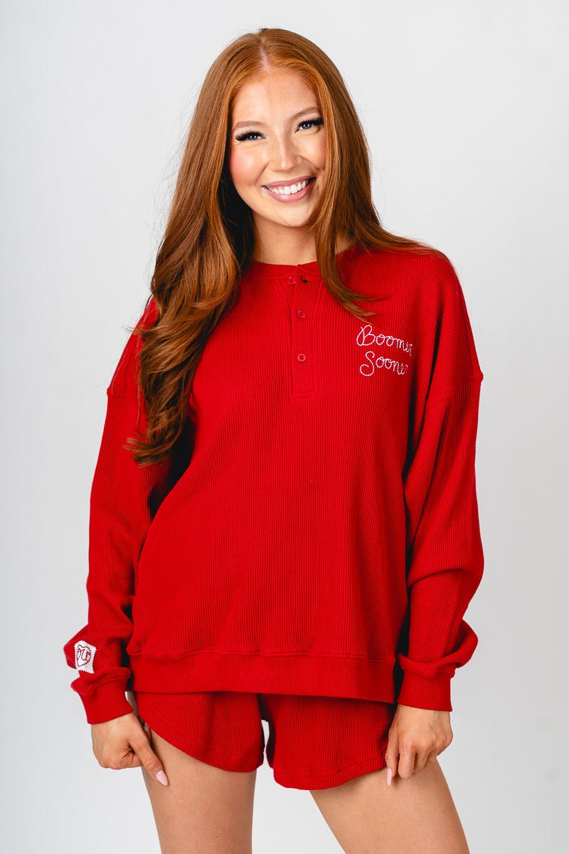 OU Sooners stitched waffle top red