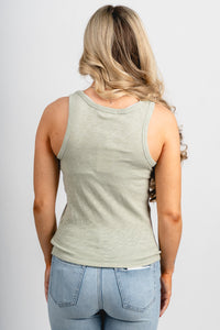Z Supply classic slub tank top bay leaf - Z Supply Tank Top - Z Supply Fashion at Lush Fashion Lounge Trendy Boutique Oklahoma City