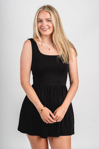 Sleeveless knit romper black - Affordable Romper - Boutique Rompers & Pantsuits at Lush Fashion Lounge Boutique in Oklahoma City