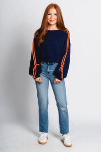 Contrast terry sweatshirt navy - Oklahoma City inspired graphic t-shirts at Lush Fashion Lounge Boutique in Oklahoma City