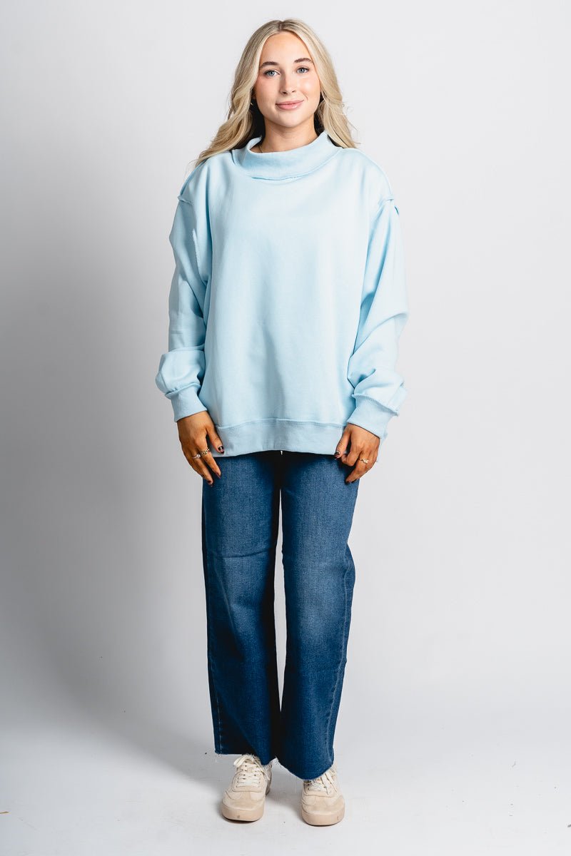 Mock neck sweatshirt light blue