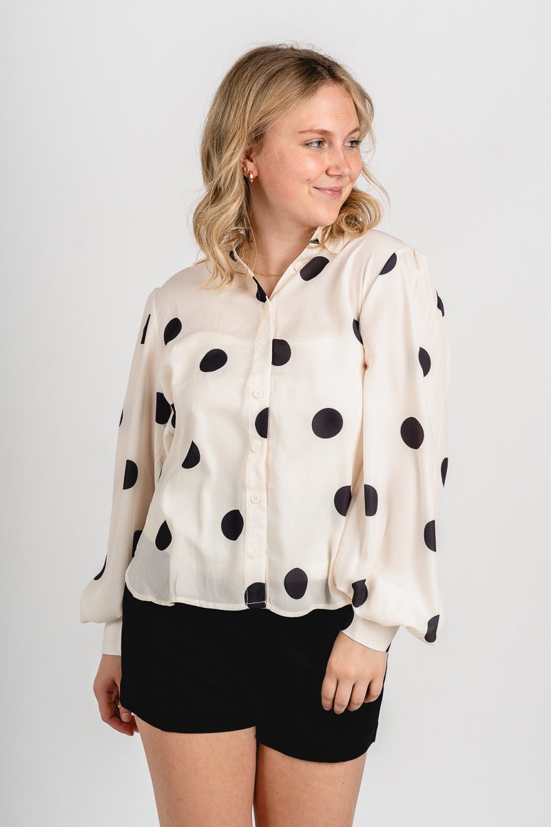 Polka dot blouse ivory/black