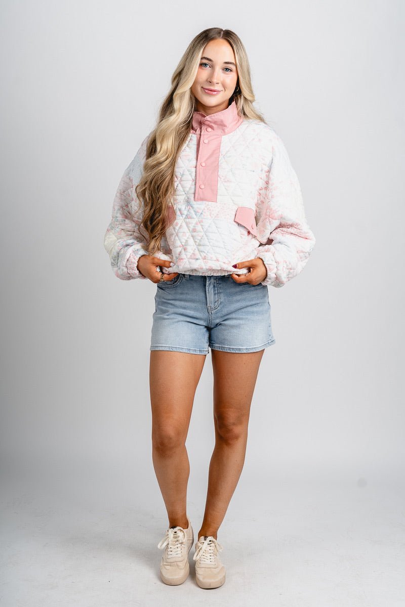 Floral puff pullover pink – Unique Blazers | Cute Blazers For Women at Lush Fashion Lounge Boutique in Oklahoma City