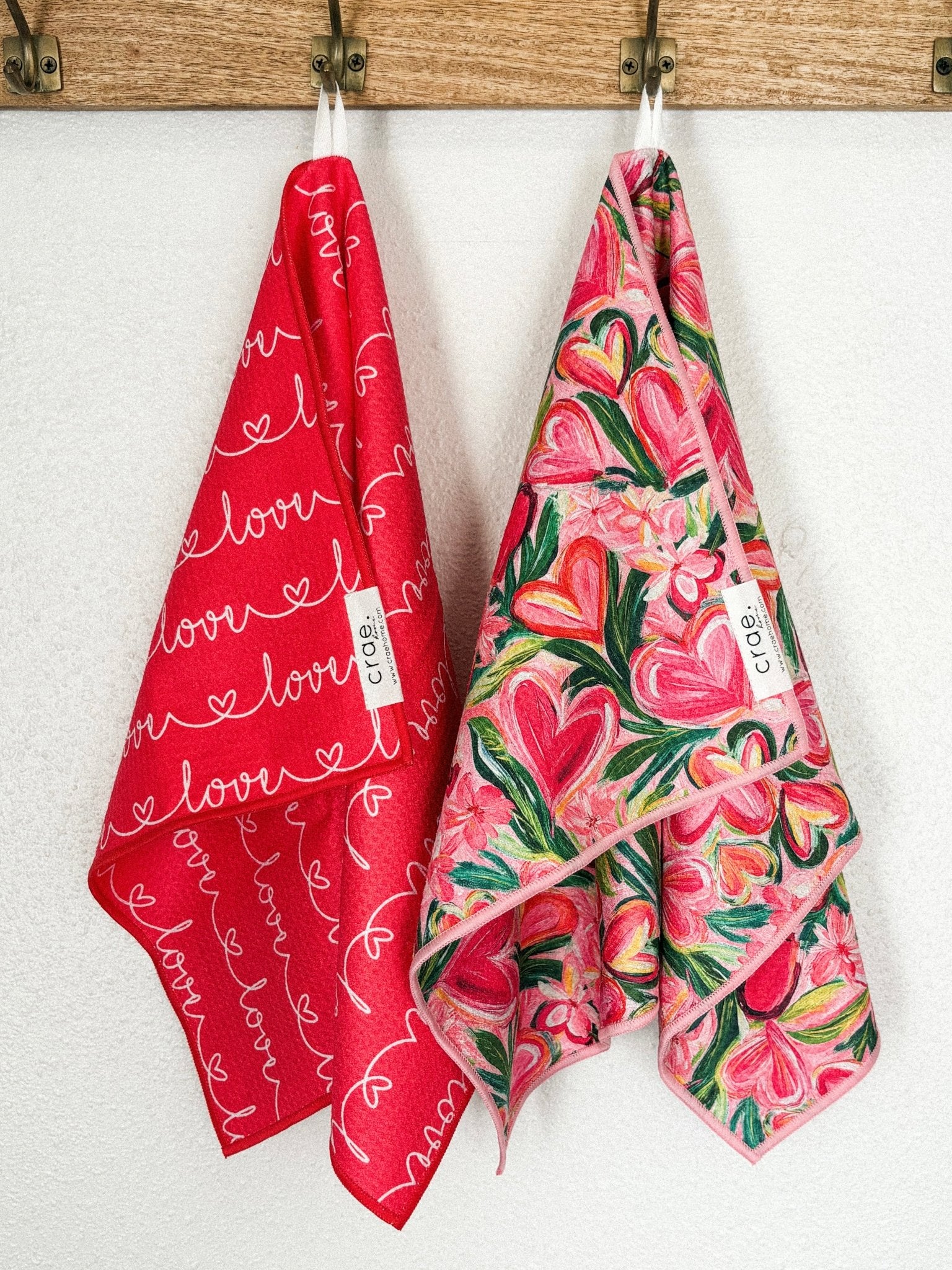 Crae double sided hand towels set of 2 written love - Trendy Gifts at Lush Fashion Lounge Boutique in Oklahoma City