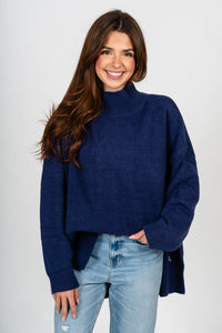 Mock neck oversized sweater twilight – Stylish Sweaters | Boutique Sweaters at Lush Fashion Lounge Boutique in Oklahoma City